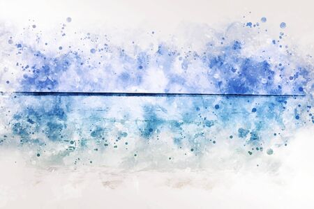 Abstract colorful mountain peak and sea water on watercolor illustration painting background.の写真素材