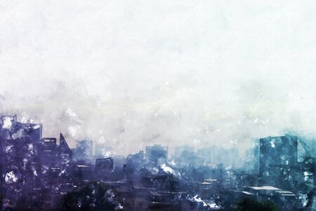 Abstract offices Building in the city on  background. City on Digital illustration.の写真素材