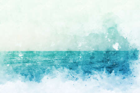 Abstract Colorful mountain peak and river on watercolor illustration painting background.の写真素材