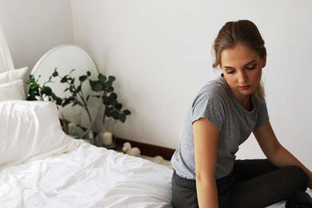 Young woman smile portrait for stay at home.の写真素材