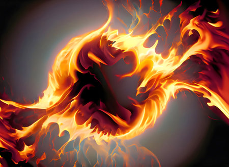 Abstract Football 3D burning end in fiery distortion flowy for background, Generative AI.の素材