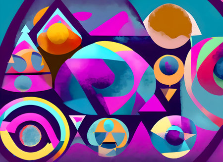 abstract 3D vibrant 8K colorful movement and flow for background on digital art, Generative AI.の素材