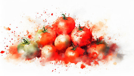 A pile of green tomato on digital art concept, Generative AI.の素材