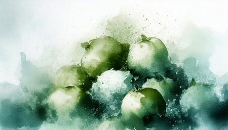 A pile of green guavas on digital art concept, Generative AI.の素材