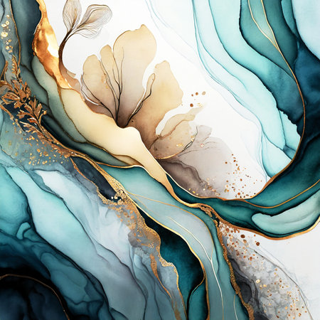 Smooth liquid orange background handmade experimental art on digital art concept, Generative AI.の素材