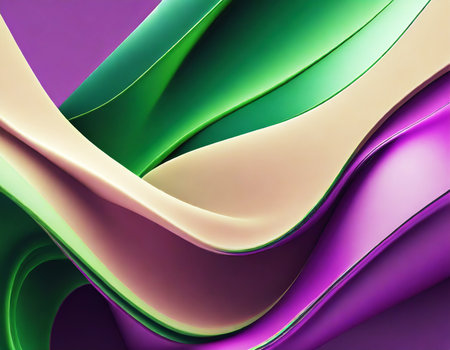 3D Background with Smooth Silky Shapes on digital art concept, Generative AI.の素材