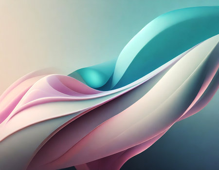 3D Background with Smooth Silky Shapes on digital art concept, Generative AI.の素材