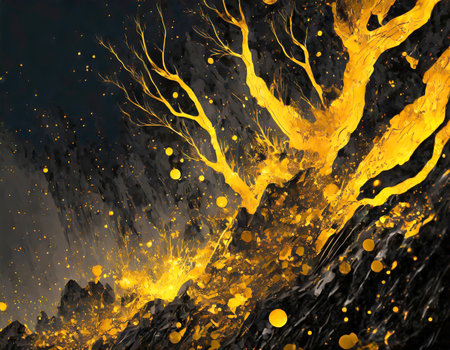 Coral Gold digital concept on illustration painting on digital art concept, Generative AI.の素材