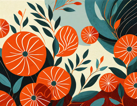 Botanical foliage banner design hand drawn colorful palm leaf, monstera leaves on digital art concept, Generative AI.の素材