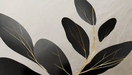 Abstract eucalyptus feminine line art illustration on digital art concept.の素材