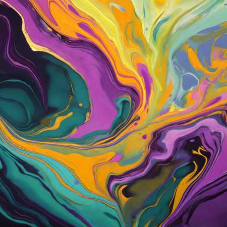 Fluid painting abstract texture. Intensive colorful mix on digital art concept.の素材