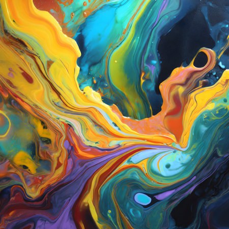 Fluid painting abstract texture. Intensive colorful mix on digital art concept.の素材