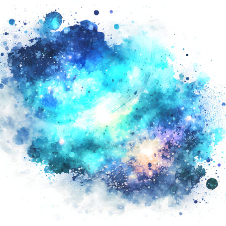 Abstract Galaxy filled with colorful nebulas, bright stars, planets on digital art concept.の素材