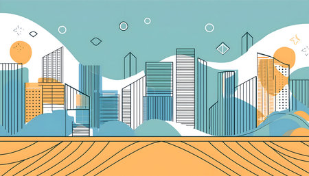 Abstract Line art and simplified illustration style background on digital art concept, Generative AI.の素材