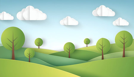 Abstract Tree landscape with continuous one line style on digital art, Generative AI.の素材