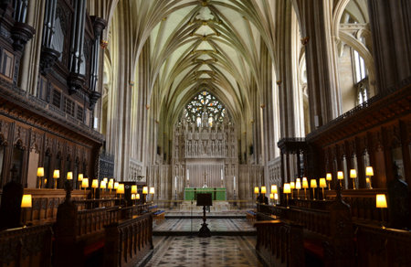Interior of Bristol cathedral のeditorial素材