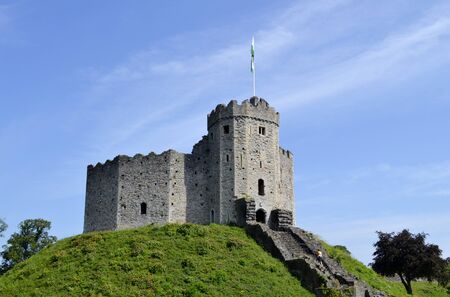 Cardiff castle and blue skyのeditorial素材