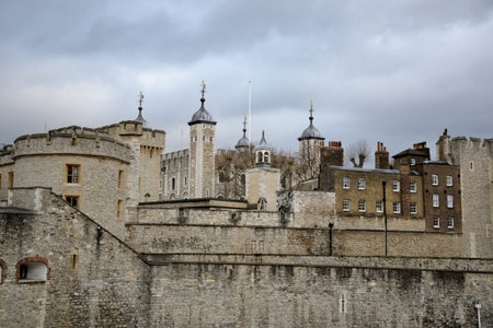 Architecture of  London tower and cloudy sky