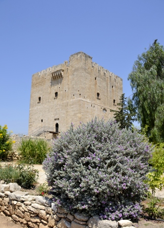 Architecture from Kolossi castle and blue skyのeditorial素材