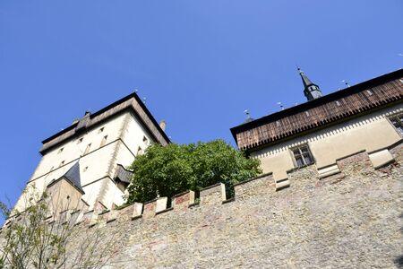 Exterior of Karlstejn castle and blue skyのeditorial素材