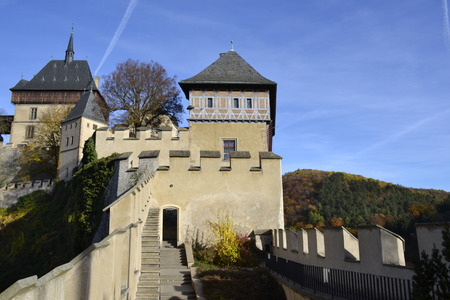 Architecture from Karlstejn castle and blue skyのeditorial素材