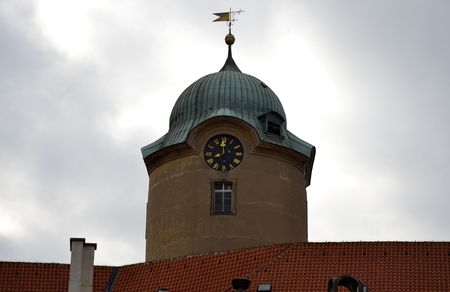 Architecture of Podebrady castle with cloudy skyのeditorial素材
