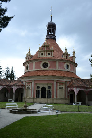 Architecture from Jindrichuv Hradec castle and cloudy sky