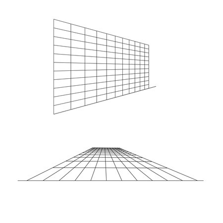 3d squared grid surface, checkered planes in different perspectiveのイラスト素材