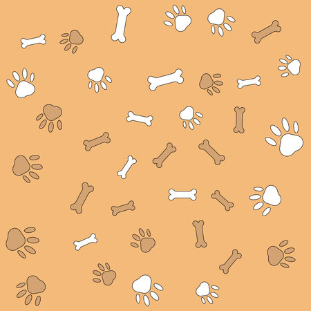 Seamless boho patterns with bone and paw dog. Contemporary minimalistic trendy yellow gradient backgrounds for kids.のイラスト素材