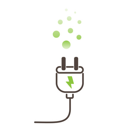 power plug with clean energy. ecology, using clean energy concept. carbon neutrality.のイラスト素材