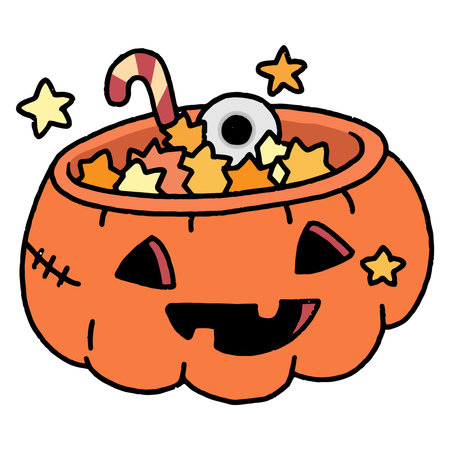 Simple hand drawn halloween pumpkin vector design isolated on white backgroundのイラスト素材