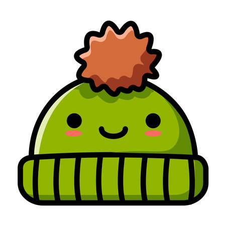 cartoon winter knit hat Christmas colorful ornaments icon. Winter event. Chrismas decorations. Happy new year. doodle elements.のイラスト素材