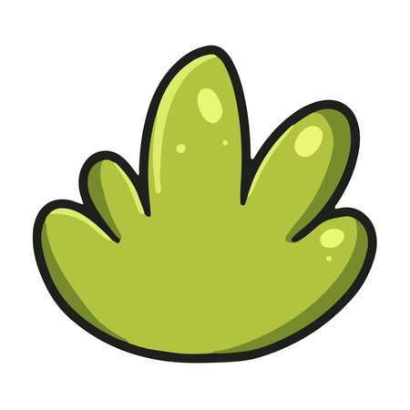 Green grass plant leaves in cartoon style, Season natural wild plant, game asset.のイラスト素材