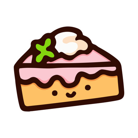 stawberry cheesecake sweet dessert. Flat Design isolated colored clipart.