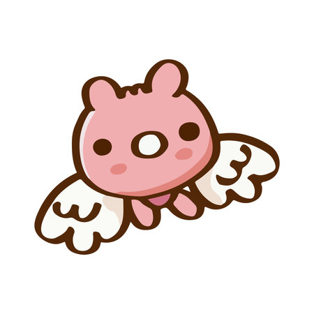 Cute fly angle happy pink of Valentine's day and love anniversary. romantic items and love symbols. vector illustration.のイラスト素材