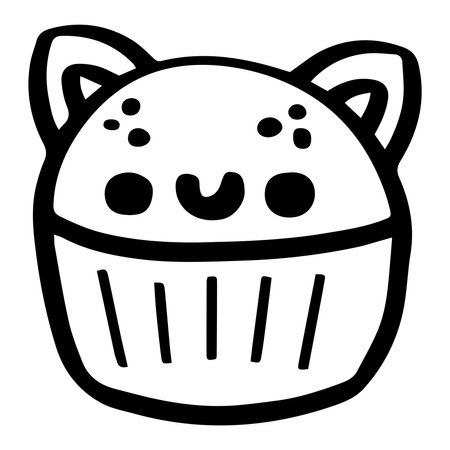 cute cupcake outline sweet dessert. Flat Design isolated colored clipart.のイラスト素材