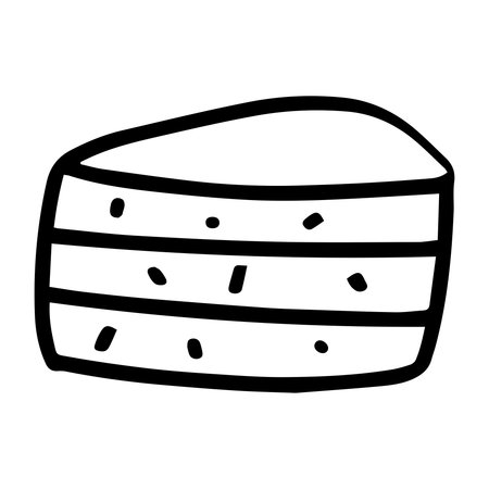 cute cake outline sweet dessert. Flat Design isolated colored clipart.