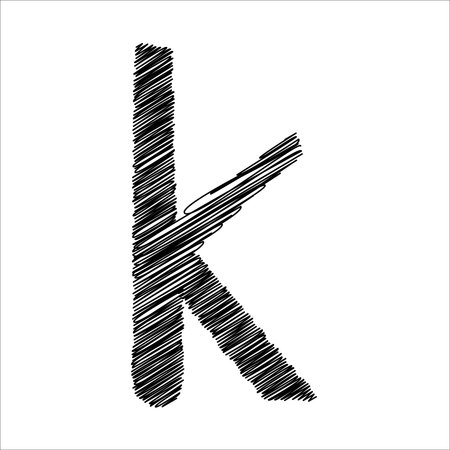 black Pencil sketch of the letter k lowercaseのイラスト素材