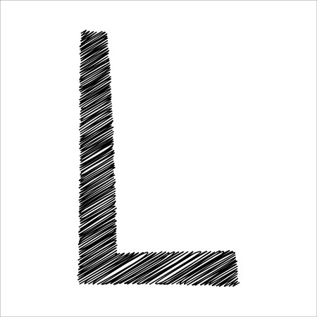 black Pencil sketch of the letter l uppercaseのイラスト素材