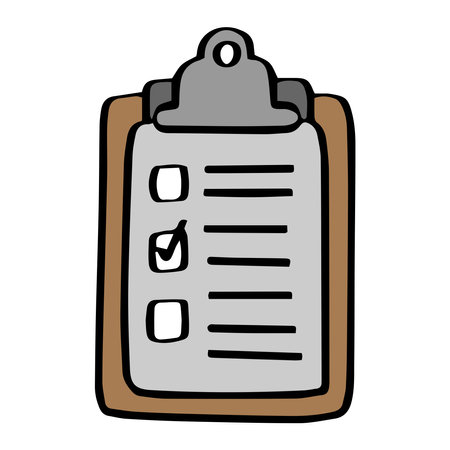 A clipboard with a checklist and a checkmark next to the top item.のイラスト素材