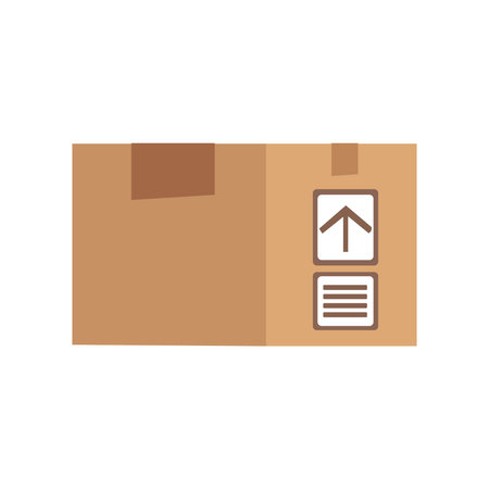 A cardboard box with a black. Packageing parcel Logistic Shippingのイラスト素材