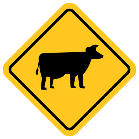 traffic sign, Cautionary beware beware of cattleのイラスト素材