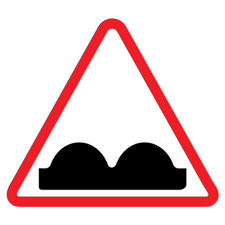 Hump or Rough road warning sign, red triangle, black arrow, traffic symbol, Cautionary Road Sign.のイラスト素材