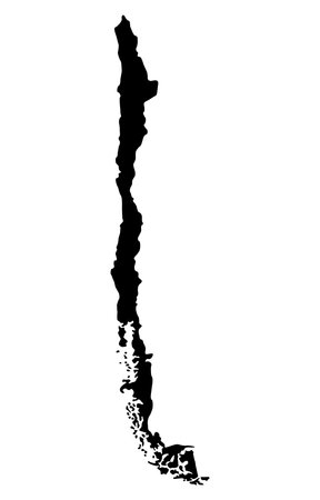 Black Silhouette of a Chile Country land Mapのイラスト素材