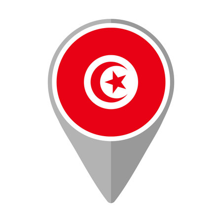 Tunisia Flag on Location Pinのイラスト素材