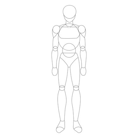 Human Figure Outline Basic Pose Character Sketch Drawingのイラスト素材