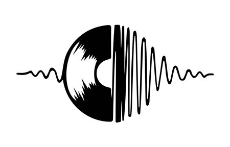 vinyl record merged with a sound wave patternのイラスト素材