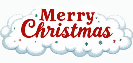 Cartoon Sticker Merry Christmas text and Happy New year.の素材