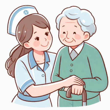 smiling nursing help mature elderly womanの素材