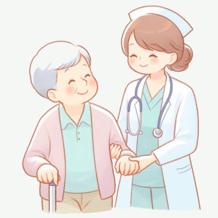 smiling nursing help mature elderly womanの素材